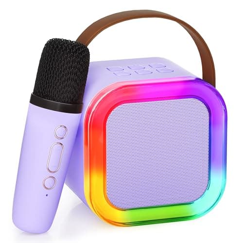 Ankuka Mini Karaoke Machine for Kids Gifts Adults (Cute Little & Portable) Bluetooth Speaker with Wireless Microphone (Sound Loud) Birthday Gifts Presents for Girls 3-12 Years Old Toddler Toys(Purple)