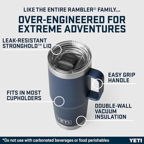 YETI Rambler 20 oz (591 ml) Travel Mug, Navy — view 3