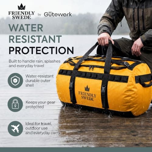 The Friendly Swede Water-Resistant Duffle Bag Backpack, 500D PVC,90L Yellow — view 2