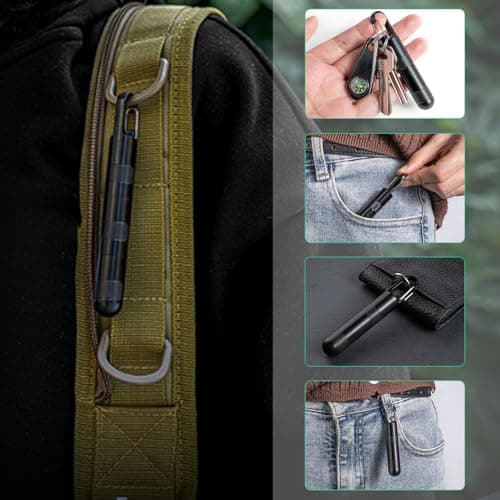 Large Weekly Pill Organizer,TISUR Titanium Keychain Pill Holder Travel Box Case Multitool EDC Every Day Carry for Men (Black -1.1inch) — view 5