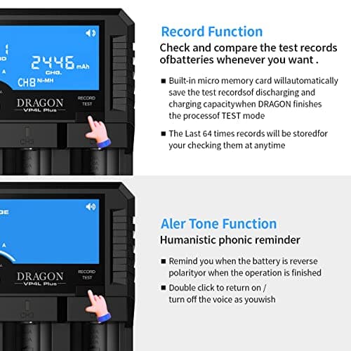 Rechargeable Battery Charger,XTAR Dragon VP4L PLUS 18650 charger for 3.6v 3.7v Li-ion/1.2V AA AAA Ni-MH batteries & 11.1v 3S battery packs, Professional 21700 charger Check Your Battery's Health — view 5
