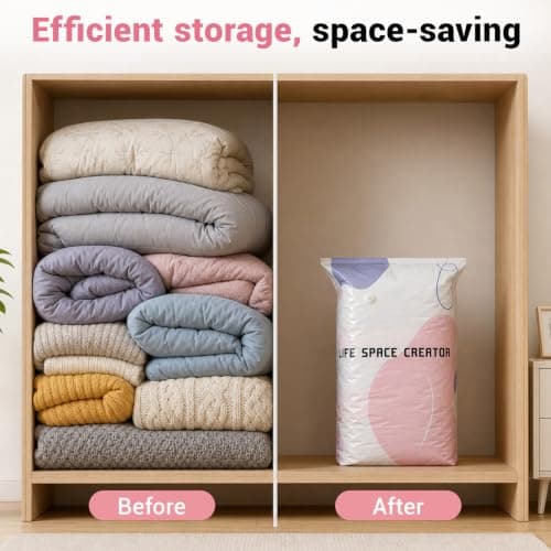 Vacuum Storage Bags, Large Capacity 3D Compression Bags for Clothes Duvet Bedding Blankets Comforters Pillows Travel & Home, No Pump Press & Seal Space Saver, Reusable Heavy Duty (3PACK, 70×50×30cm) — view 6