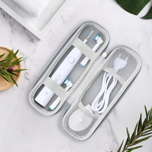 YoHyien 2 Pcs Electric Toothbrush Travel Case for Oral B iO/Oral B Pro/Philips Sonicare, Portable Electric Toothbrush Holder Travel, Hard Storage Case for Business Trip, Camping (Silver + Rose Gold) — view 3
