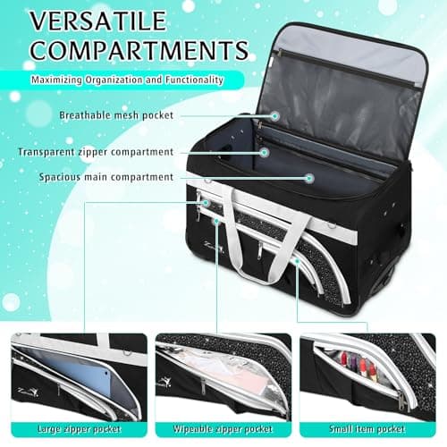 Dance Bag with Garment Rack, 23" Bling Dance Bag, Collapsible Dance Competition Bags with Stand for Shows, Livestreamers, Travel, Pink, Fashion (Gray-23" no Curtain) — view 3