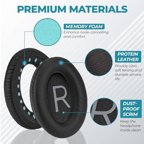 Replacement Ear Pads for Bose 700 Noise Cancelling Headphones (NC700) - Softer PU Leather, Luxurious Memory Foam, Added Thickness, Extra Durable Ear Cushions – Black — view 4