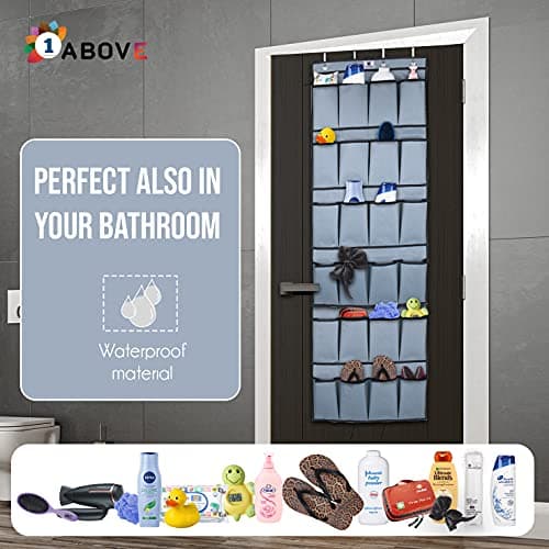 1ABOVE Hanging Shoe Rack over Door Shoe Storage Organiser Holder Tidy with Large Fabric Pockets Shoe Hanger, Grey (24 POCKET) — view 2