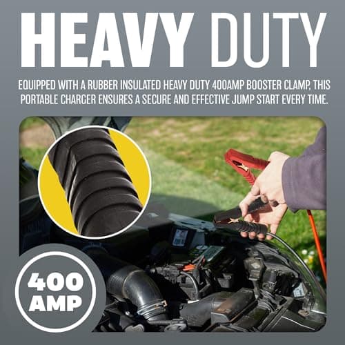 12v Portable Car Jump Starter - Air Compressor Battery Start Emergency Booster Charger Volt Leads Rechargeable Built in 3.5w Spotlight Garage All in One Travel — view 4