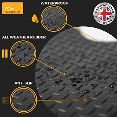 FSW Car Mats Fits Lexus ES 2019-Onwards, 5mm Rubber, Black, 4 Piece — view 3