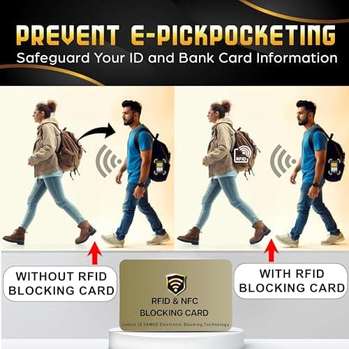 SAITECH IT RFID Blocking Card, 2 Pack Premium Contactless NFC Debit Credit Card Passport Shield Protector Blocker Set for Men & Women, Smart Slim Design Perfectly for Wallet/Purse - Golden — view 3