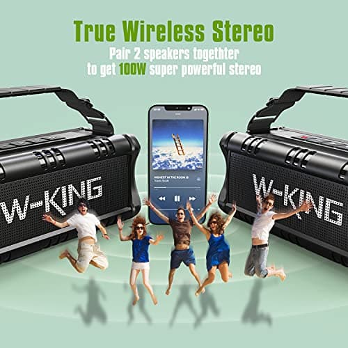 W-KING 90W Max Bluetooth Speaker, IPX6 Waterproof Portable Speakers Wireless Bluetooth, 50W Deep Bass Loud Outdoor Speaker with 40H Playtime/Stereo Pairing/TF Card/AUX/NFC for Party,Camping — view 6