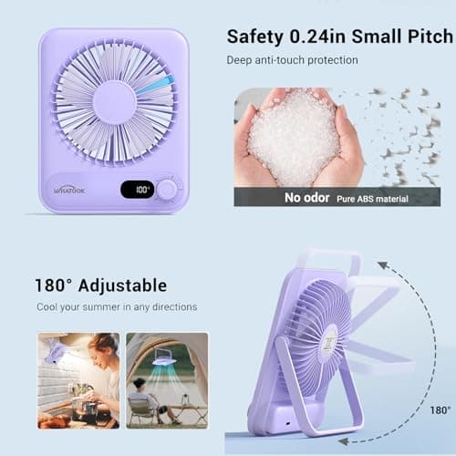 WHATOOK Desk Fan Mini, Rechargeable 5000mAh, 100 Speeds, Ultra Portable — view 5