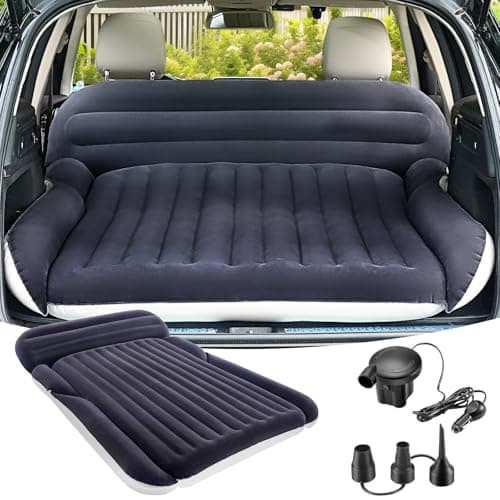 KMZ SUV Air Mattress with 2 Pillows – Thickened and Flocked Car Bed