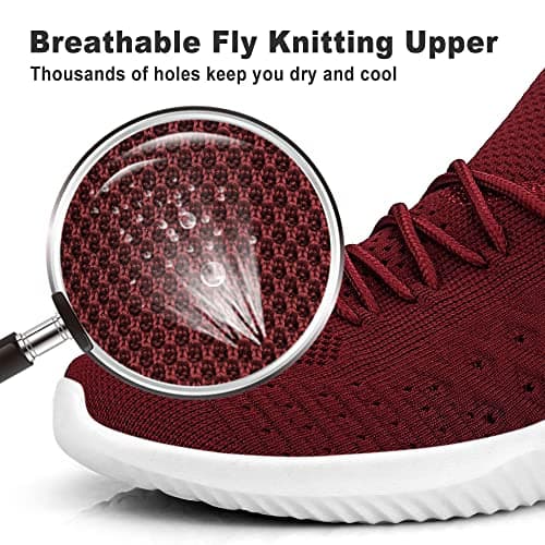 Feethit Men's Running Shoes Breathable Lightweight Comfortable Fashion Non-Slip Sneakers for Men, Burgundy, 9 UK — view 4