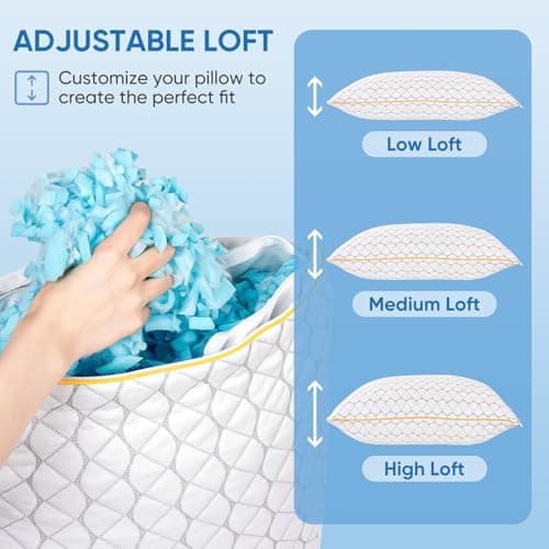 Pillows 2 Pack, Shredded Memory Foam Pillows, Adjustable & Cooling, 72x47cm — view 2