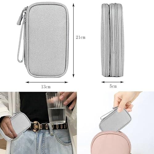 YWKJDDM Electronics Accessories Organiser Bag, Double-Layer Cable Organiser Bag, Waterproof Travel Gadget Bag for for Power Bank Charger Adapters Flash Disk (Grau), YW00039 — view 2