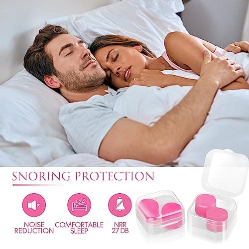 Silicone Ear Plugs for Sleeping Re-Usable Waterproof, SNR = 27dB Noise Cancelling Premium Moldable Ear Plugs for Sleeping, Travelling, Studying Noise Reduction (Pink) — view 3