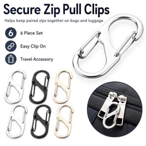 Zipper Locks 6 Pack Carabiner Clip Small Bag Locks for Luggage Backpacks — view 5