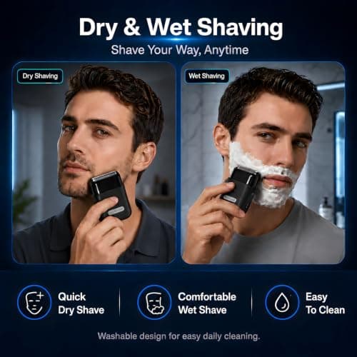 Shavers for Men, Foil Shaver with 3 Floating Blades, Electric Men's Razor with 8,000 RPM Motor, IPX7 Waterproof for Wet & Dry Use, Cordless Beard Trimmer with Travel Lock, USB-C — view 5