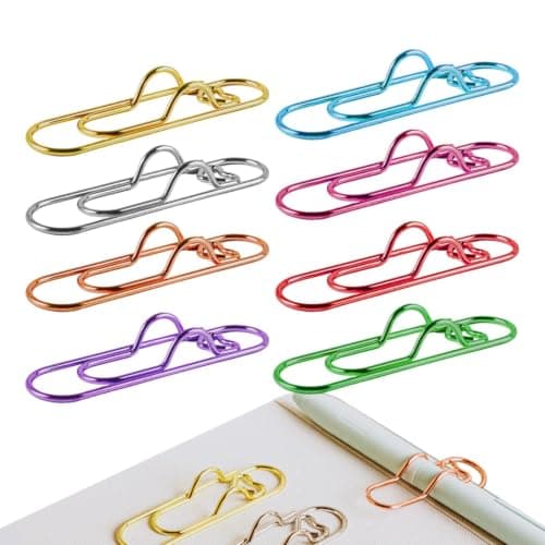 Metal Pen Clip – 8 Pack Heart Design | Sturdy, 2.75 inches, For Notebook