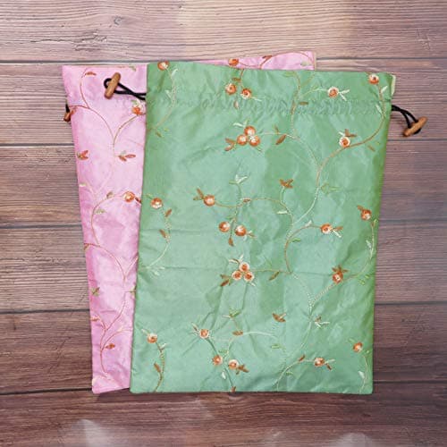 Ouyatoyu 4pcs Embroidered Silk Flower Design Jacquard Travel Bag, Laundry Bags Shoe Bags, Lingerie Bags Underwear Bags for Travel Storage for Men Women Washable Cloth Shoe Bags, color 1 — view 4