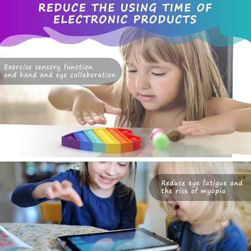 Bdwing Push and Pop Bubble Sensory Fidget Toy, Silicone Sensory Fidget Toy For Kids And Adults, Anxiety Relief Finger Toys, Autism for ADHD Squeeze Toys (Rainbow Squire) — view 6