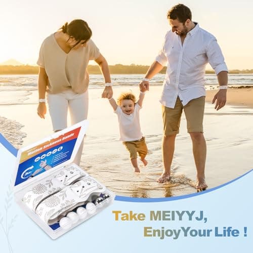 MEIYYJ Travel Sickness Bands Motion Sickness Bands for Adults Adjustable Acupressure Anti Sickness Wristbands for Car Sea Morning Sickness-White/Starlight — view 6