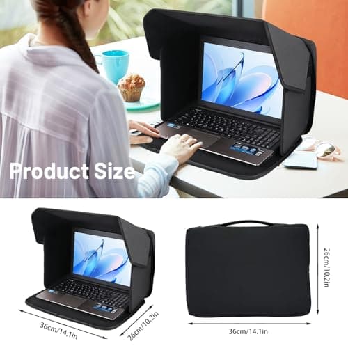 Laptop Sun Shade Cover Sleeve Bag 2in1 Foldable Laptop Hood Privacy Shield — view 2