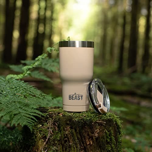 Beast Tumbler - 900 ml (30 oz), Beige Sand | Reusable Stainless Steel, Vacuum Insulated Cup | with + 2 Straws & Cleaning Brush | Double Wall Travel Flask Perfect for Hot or Iced Coffee | BPA Free — view 4