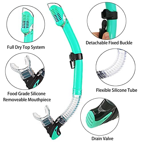 Adults Mask Snorkel Fins Set, Snorkeling Gear for Adult with Fins, Snorkel Sets with Flippers, Adult Anti Leak Scuba Gear with Adjustable Fins Diving Mask Full Dry Top Snorkel with Travel Bags — view 4