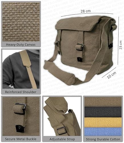 OUTBOUND Small Canvas Webbing Messenger Bag (Olive) — view 3