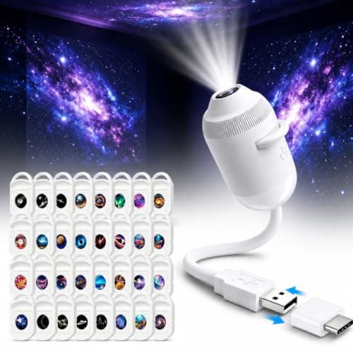 Multi-Theme Galaxy Projection Night Light, USB Plug Play Star Lamp