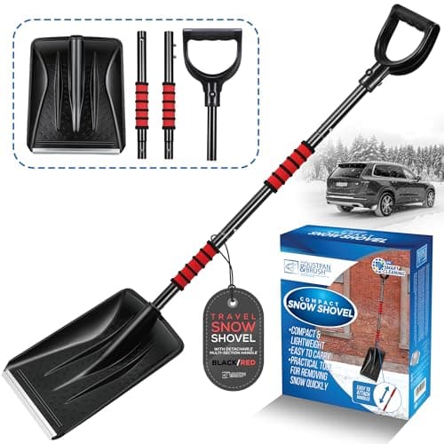 Travel Snow Shovel Heavy Duty with Detachable Multi Section Handle, Collapsible Snow Removal Tool for Car, Travel, Outdoor Camping, Garden etcs