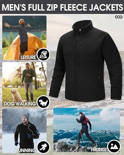 33,000ft Mens Fleece Jackets Lightweight Warm Full Zip Microfleece Midlayer — view 6