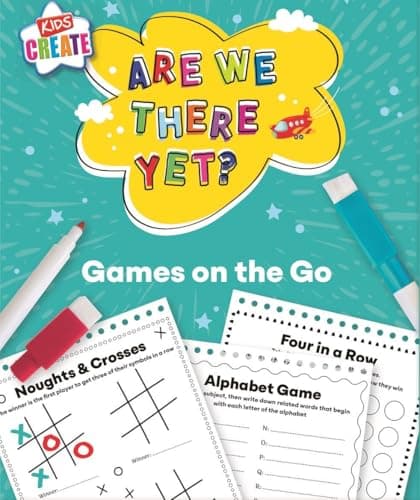 Kids Travel Games Activity Pad Wipe Clean Reusable Book with Pens – are We There Yet Children’s Car Journey Games Noughts Crosses Alphabet Four in a Row Compact Travel Entertainment Toy — view 3
