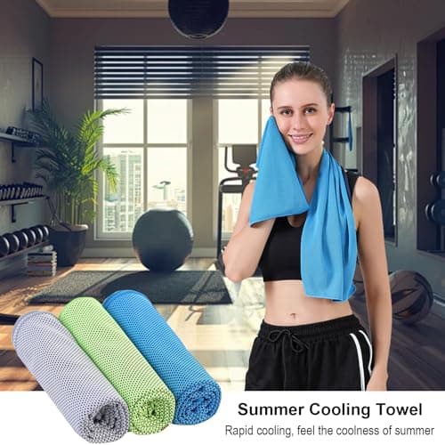 Gym Towels, 3 Pack Cooling Towel Soft Microfiber with Portable Silicone Sleeves, Breathable Instant Towels, Microfiber Soft Quick Dry Gym Towel for Sport Camping Swim Fitness(30 x 90cm, 3 Colors) — view 5
