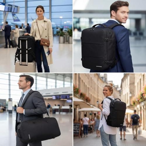 seyfocnia Convertible Travel Garment Bag,Travel Backpack for Men & Women, Business Laptop Backpack, Carry On Luggage, Personal Item Travel Bag Suit Bag With Multi-Pockets, Black 18 inch — view 6