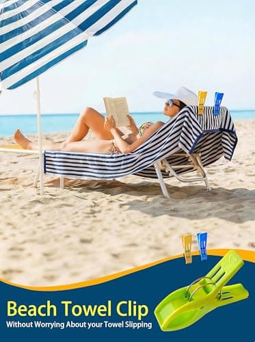 Beach Towel Clips 8 Pcs, Bonilife Large Laundry Clips Strong Grip Non-Slip Plastic Towel Pegs for Sun Loungers, Pool Chairs, Sunbeds, Holiday Essentials, 4 Colors, for Home, Garden, Travel — view 4