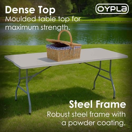 Oypla Heavy Duty Folding Catering Garden Trestle Table - 5ft, White — view 3