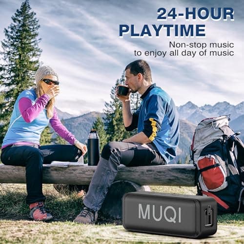 MUQI Bluetooth Speaker, MQ-13 Waterproof Portable Wireless Speaker with 24H Playtime 10W Stereo Sound 66ft Bluetooth Range Dual Pairing for Outdoor, Travel, Home(Black) — view 5