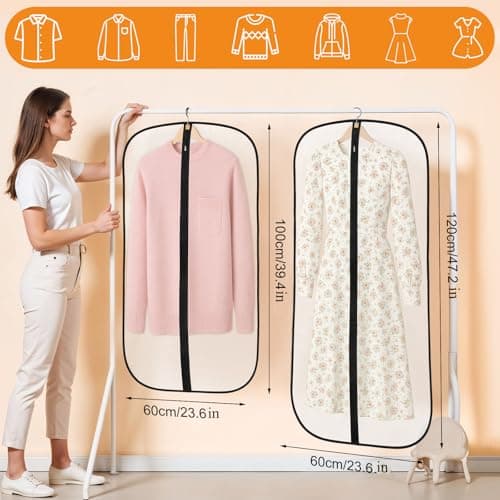 12 Pack Garment Bags, PEVA Translucent Clothes Covers, Suit Bag 40in+47in — view 2