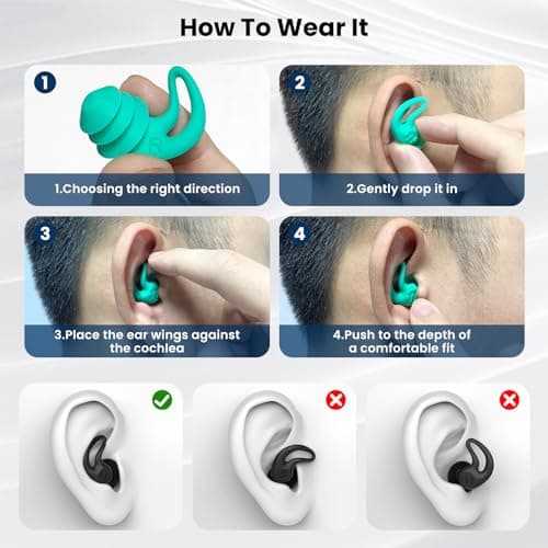 Swimming Ear Plugs Adults,4 Pairs Reusable Silicone Ear Plugs Swimming — view 5