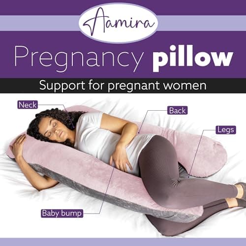 Aamira U Shaped Pregnancy Pillow, Memory Foam, Pink & Dark Grey — view 2