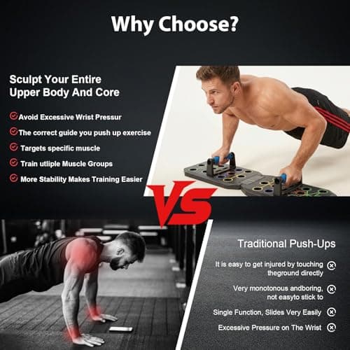 Push Up Board, Foldable Press-Up Board with Resistance Bands, Multi-Function Fitness Board for Chest, Arms, Shoulders, Home Gym Strength Training Equipment for Adult (Black, 20 IN 1 + resistance band) — view 5