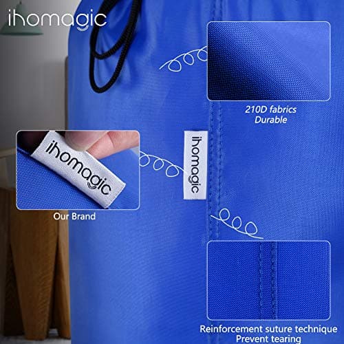 IHOMAGIC Large Laundry Bag, Foldable Laundry Bag, Lightweight Storage Bag, Portable Large Capacity 120L for Dirty Clothes Blanket for Travel Bag, Bedroom, Hotel, Dorm, Dark Blue — view 3