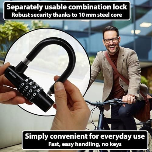 KOHLBURG Combination Cable Bike Lock 6.5ft/2m with Code | Combo Cable Lock — view 4