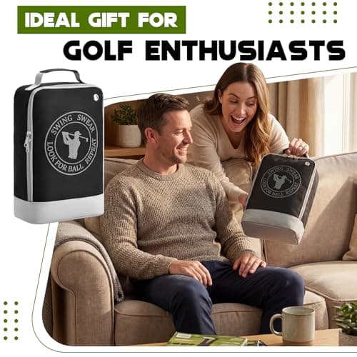Photect Golf Shoe Bag for Men&Women, Zippered Carrier with Ventilation Mesh Shoes Bag for Golf Soccer Rugby Casual Shoes Sports Travel Gym Outdoor Father's Day and Birthday Gifts — view 2