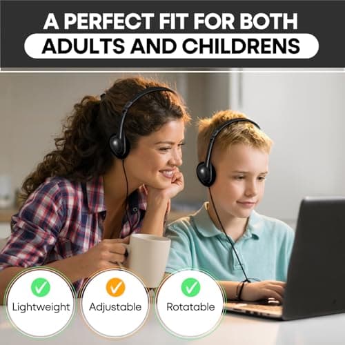 Yoley Kids Headphones Bulk 12 Pack for School Classroom,Wholeslae Wired Durable Earphones Class Set for Students Children Toddler Teens Boys Girls and Adult(FM101 Black) — view 5