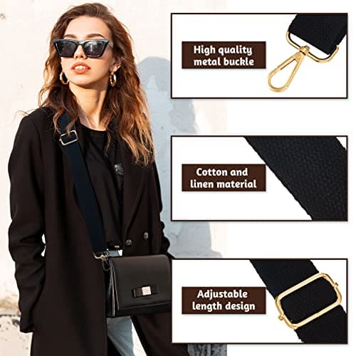 Weewooday Adjustable Bag Strap Replacement Gold Hardware, Black — view 3
