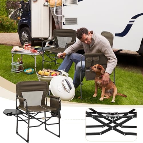 Bonnlo Camping Chairs for Adults Heavy Duty, Folding Directors Chair — view 4