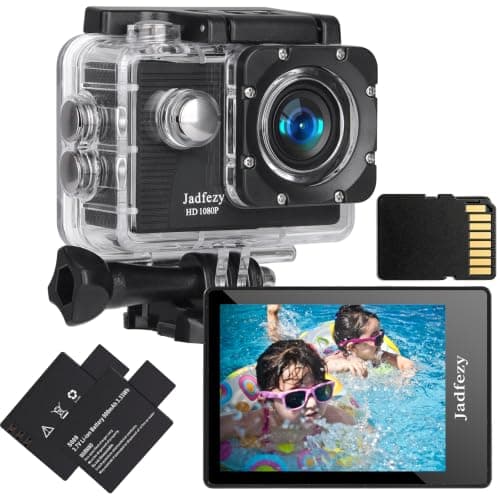 Jadfezy Action Camera FHD 1080P 98FT/30M Waterproof Underwater Cameras